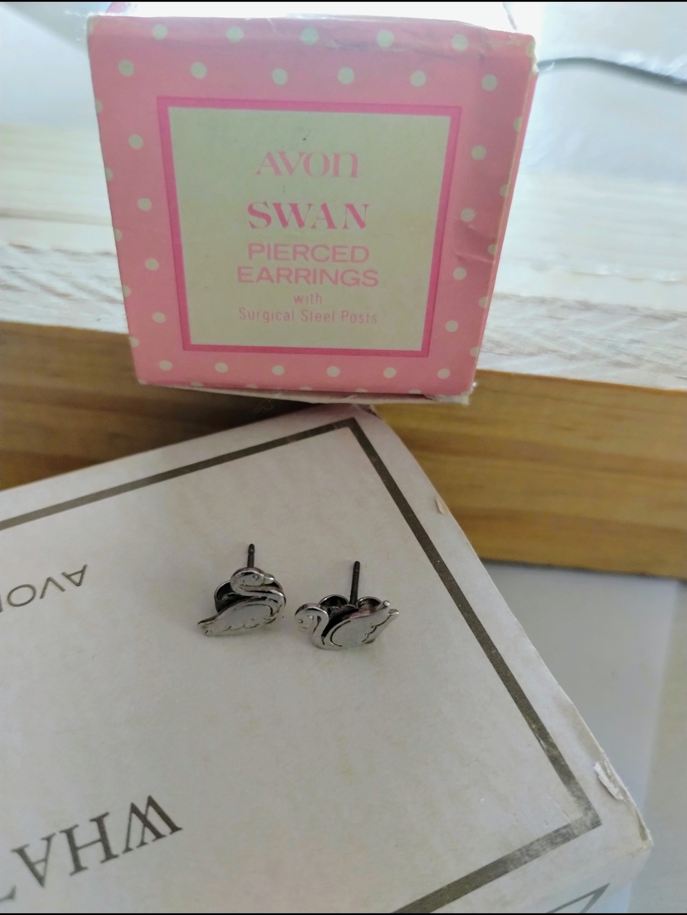 Avon Swan Silver Tone Pierced Earrings